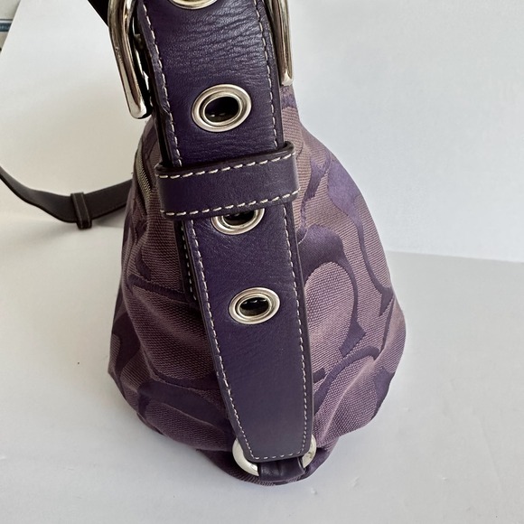Coach Signature East West Duffle Purple‎ Leather Trim Handbag F15068 2010 READ - Picture 9 of 16